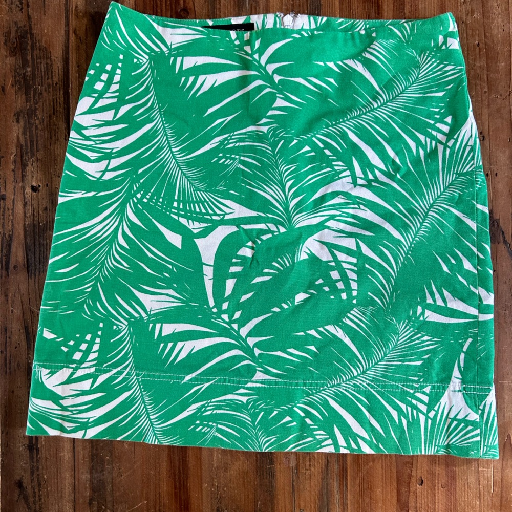 Talbots Tropical Green Leaf Print Skirt